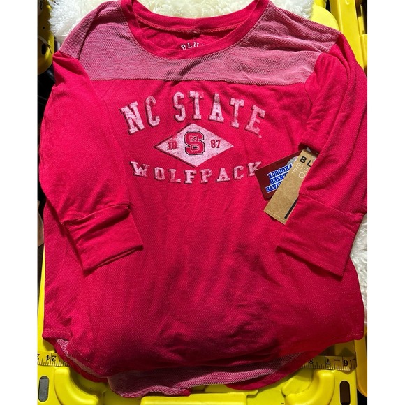 NEW Blue 84 Red Premium Terry 3/4 Sleeve NCAA Yoke Tee, NC State Wolfpack, Med - Picture 1 of 4